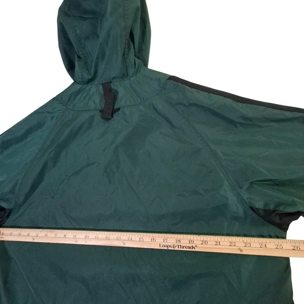 Vintage Nike Anorak Windbreaker Men's Medium Forest Green Black Stripe Half Zip